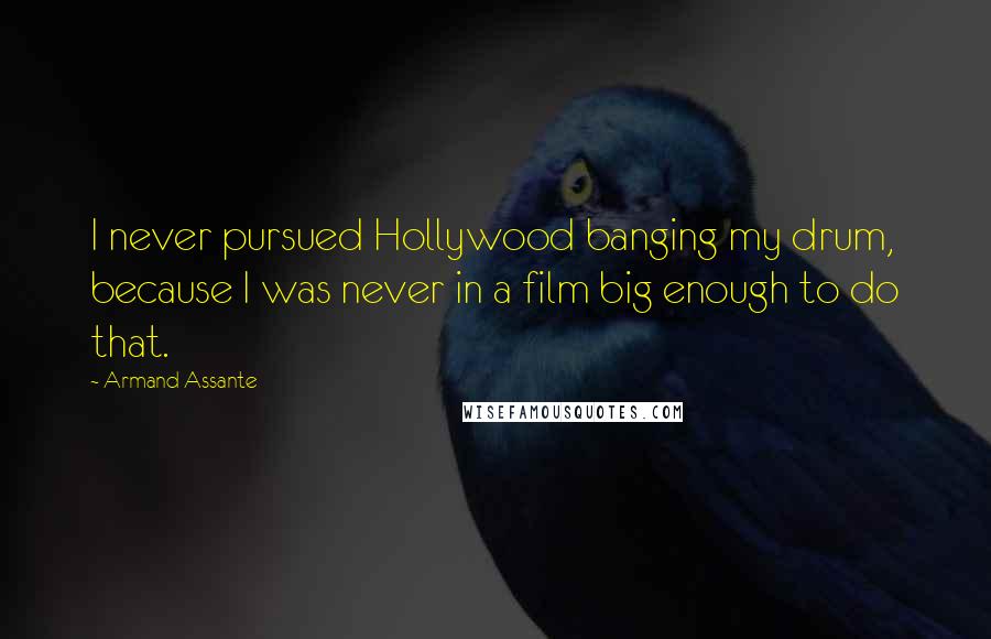 Armand Assante Quotes: I never pursued Hollywood banging my drum, because I was never in a film big enough to do that.