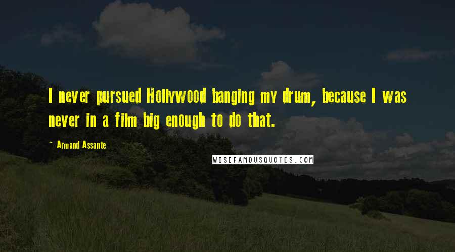 Armand Assante Quotes: I never pursued Hollywood banging my drum, because I was never in a film big enough to do that.