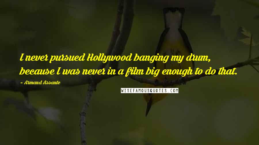 Armand Assante Quotes: I never pursued Hollywood banging my drum, because I was never in a film big enough to do that.