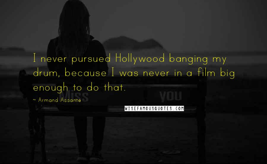 Armand Assante Quotes: I never pursued Hollywood banging my drum, because I was never in a film big enough to do that.