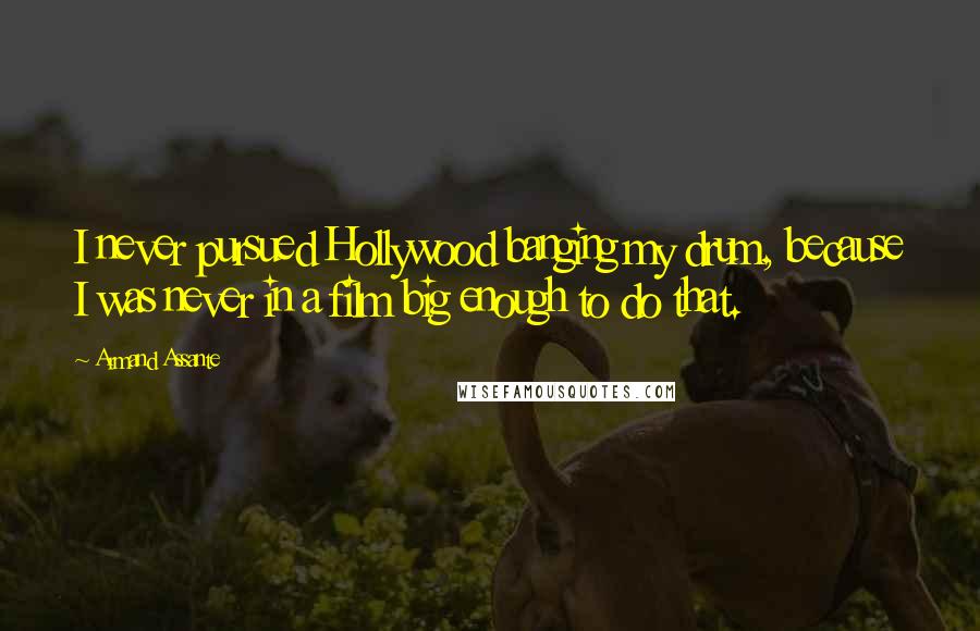 Armand Assante Quotes: I never pursued Hollywood banging my drum, because I was never in a film big enough to do that.