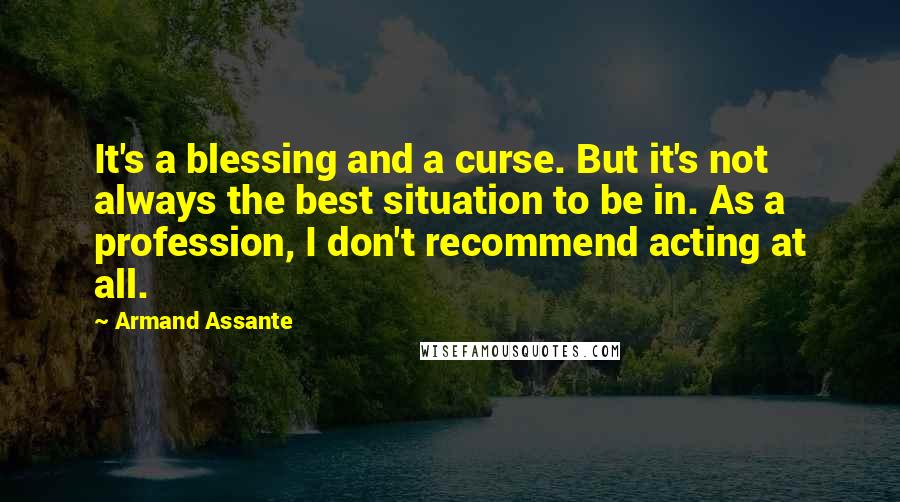 Armand Assante Quotes: It's a blessing and a curse. But it's not always the best situation to be in. As a profession, I don't recommend acting at all.