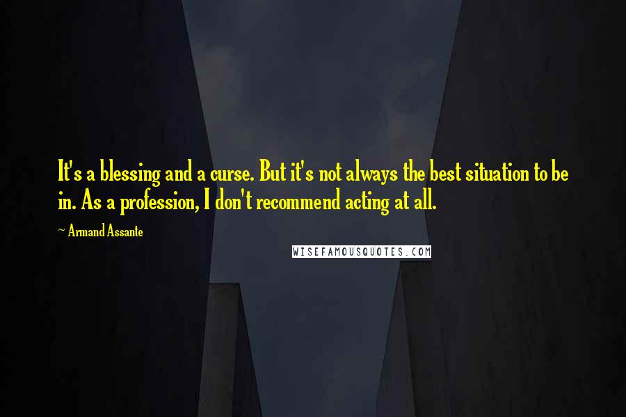 Armand Assante Quotes: It's a blessing and a curse. But it's not always the best situation to be in. As a profession, I don't recommend acting at all.