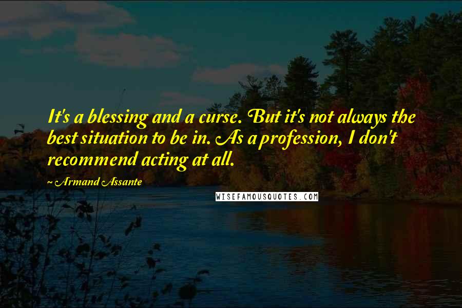 Armand Assante Quotes: It's a blessing and a curse. But it's not always the best situation to be in. As a profession, I don't recommend acting at all.
