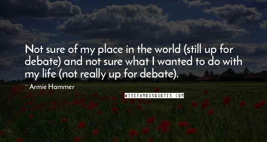 Armie Hammer Quotes: Not sure of my place in the world (still up for debate) and not sure what I wanted to do with my life (not really up for debate).