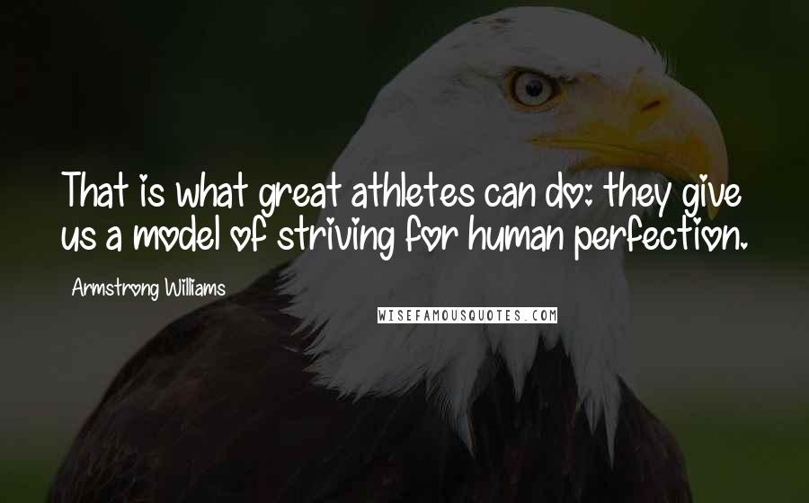Armstrong Williams Quotes: That is what great athletes can do: they give us a model of striving for human perfection.