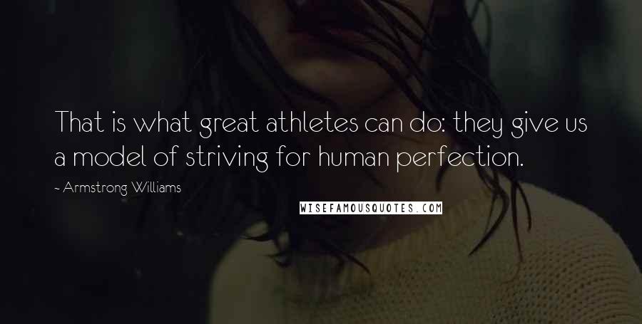 Armstrong Williams Quotes: That is what great athletes can do: they give us a model of striving for human perfection.