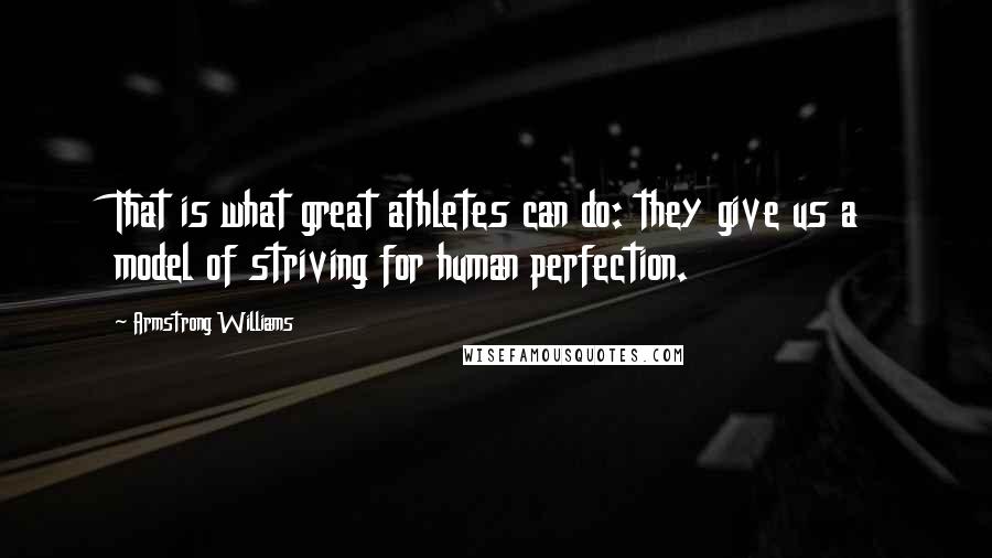 Armstrong Williams Quotes: That is what great athletes can do: they give us a model of striving for human perfection.