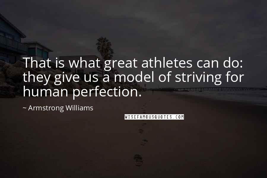 Armstrong Williams Quotes: That is what great athletes can do: they give us a model of striving for human perfection.