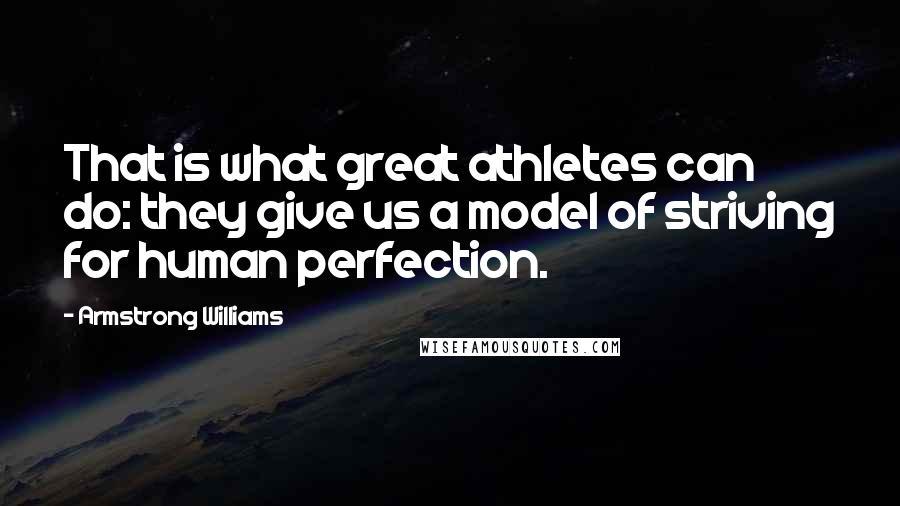 Armstrong Williams Quotes: That is what great athletes can do: they give us a model of striving for human perfection.