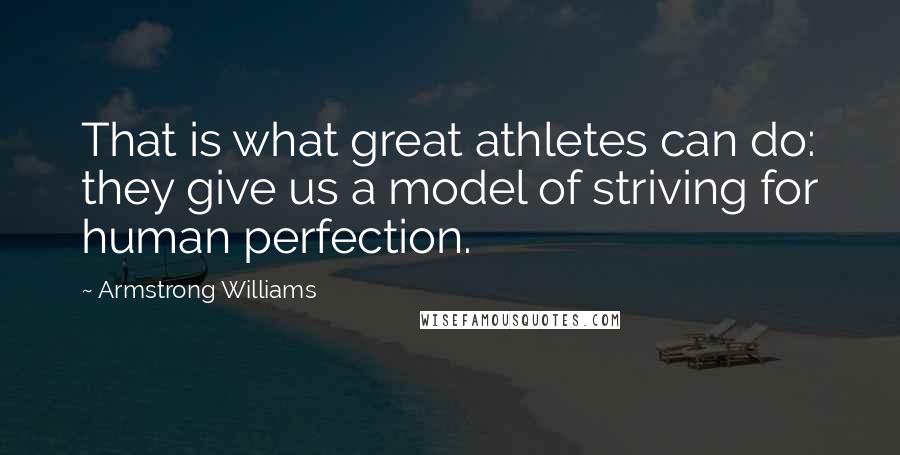 Armstrong Williams Quotes: That is what great athletes can do: they give us a model of striving for human perfection.