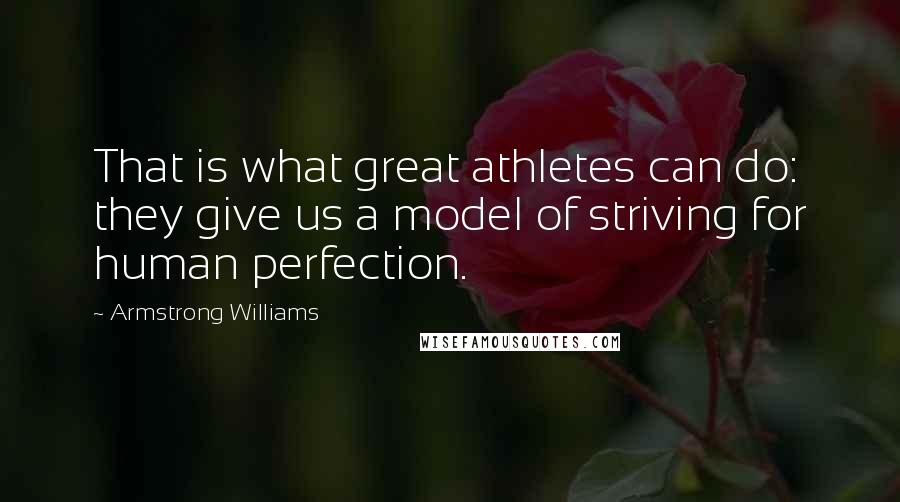 Armstrong Williams Quotes: That is what great athletes can do: they give us a model of striving for human perfection.