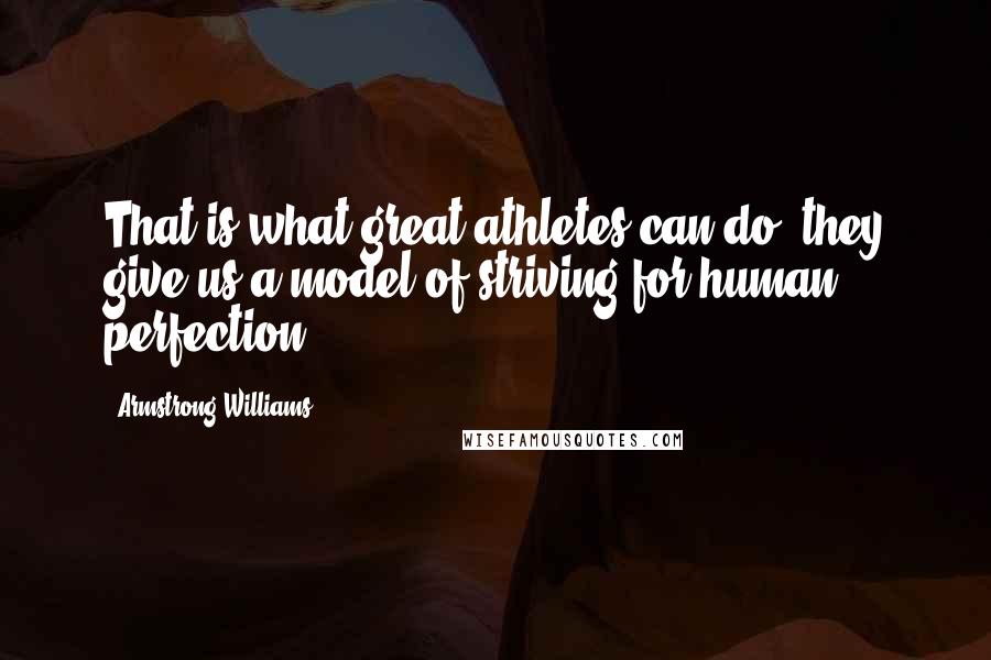 Armstrong Williams Quotes: That is what great athletes can do: they give us a model of striving for human perfection.