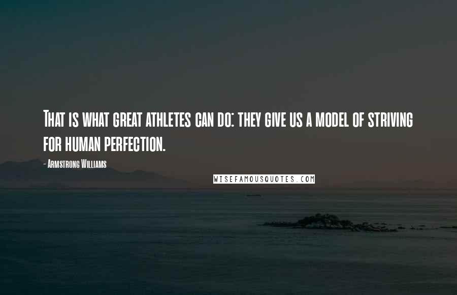 Armstrong Williams Quotes: That is what great athletes can do: they give us a model of striving for human perfection.