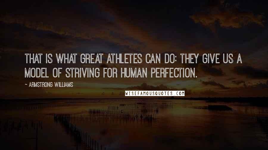 Armstrong Williams Quotes: That is what great athletes can do: they give us a model of striving for human perfection.