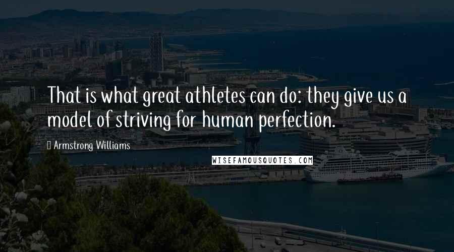 Armstrong Williams Quotes: That is what great athletes can do: they give us a model of striving for human perfection.