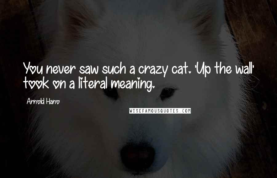Arnold Hano Quotes: You never saw such a crazy cat. 'Up the wall' took on a literal meaning.