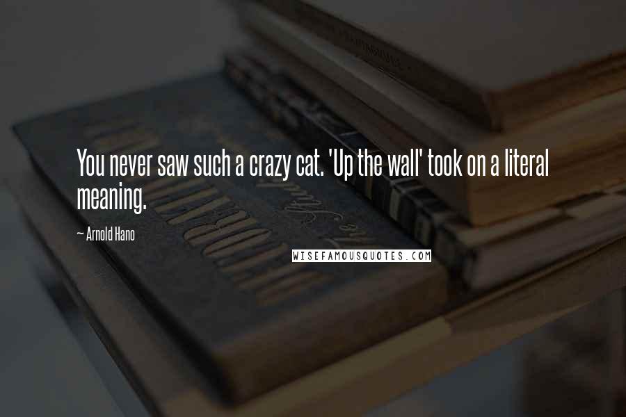 Arnold Hano Quotes: You never saw such a crazy cat. 'Up the wall' took on a literal meaning.
