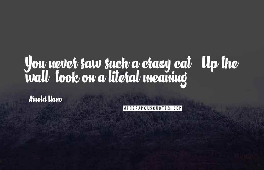 Arnold Hano Quotes: You never saw such a crazy cat. 'Up the wall' took on a literal meaning.