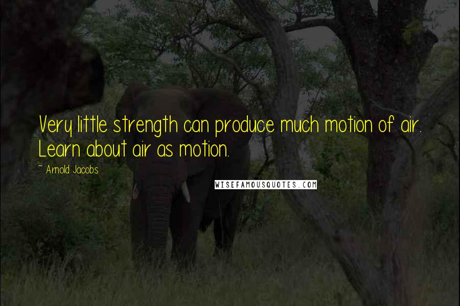 Arnold Jacobs Quotes: Very little strength can produce much motion of air. Learn about air as motion.