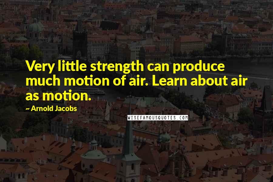 Arnold Jacobs Quotes: Very little strength can produce much motion of air. Learn about air as motion.
