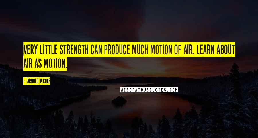 Arnold Jacobs Quotes: Very little strength can produce much motion of air. Learn about air as motion.