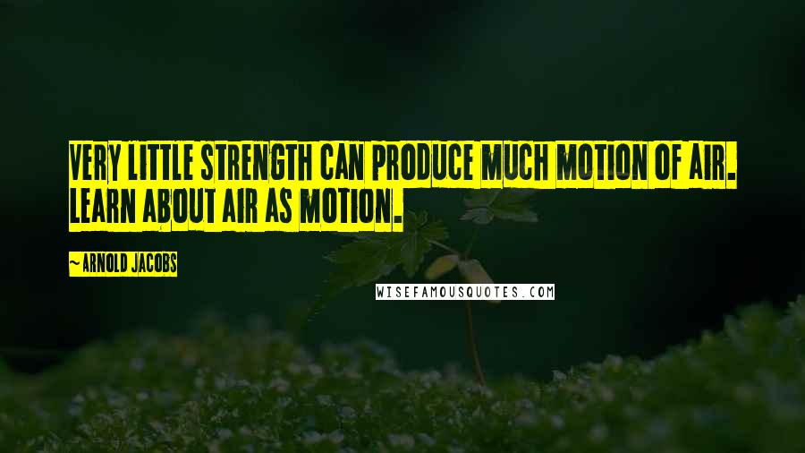 Arnold Jacobs Quotes: Very little strength can produce much motion of air. Learn about air as motion.