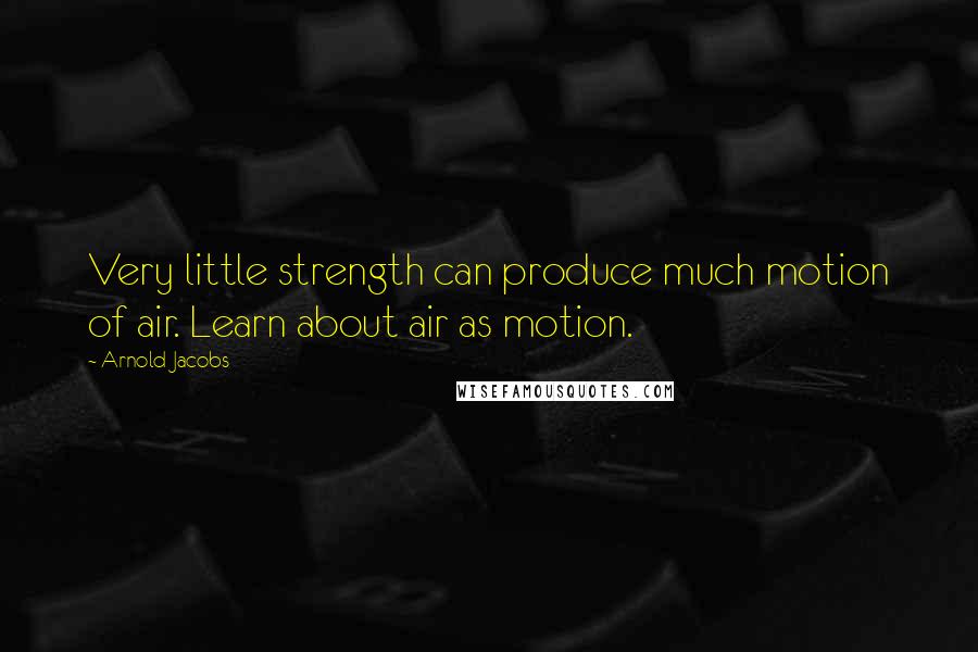 Arnold Jacobs Quotes: Very little strength can produce much motion of air. Learn about air as motion.
