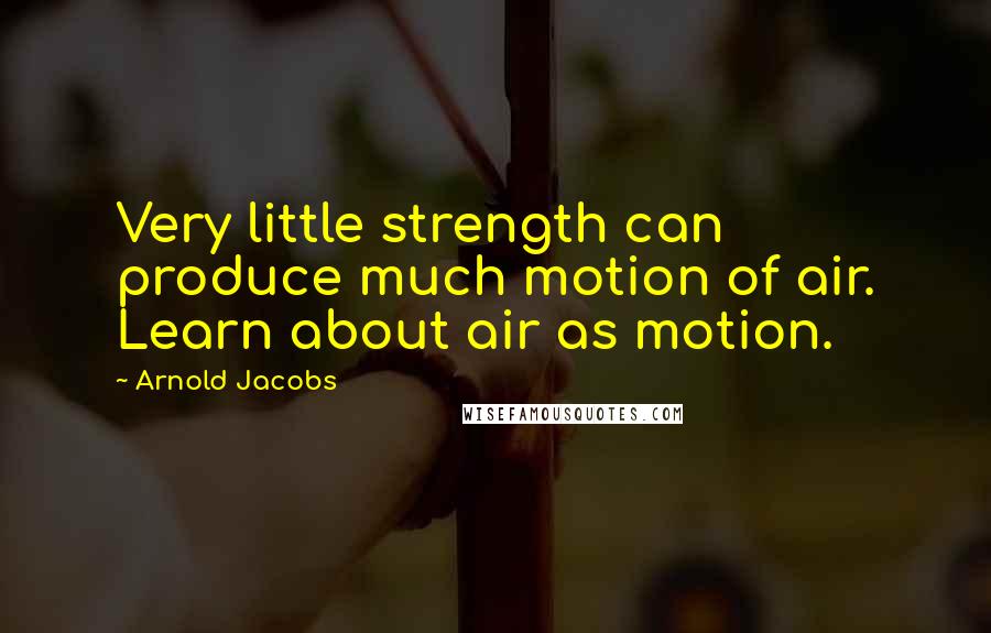 Arnold Jacobs Quotes: Very little strength can produce much motion of air. Learn about air as motion.