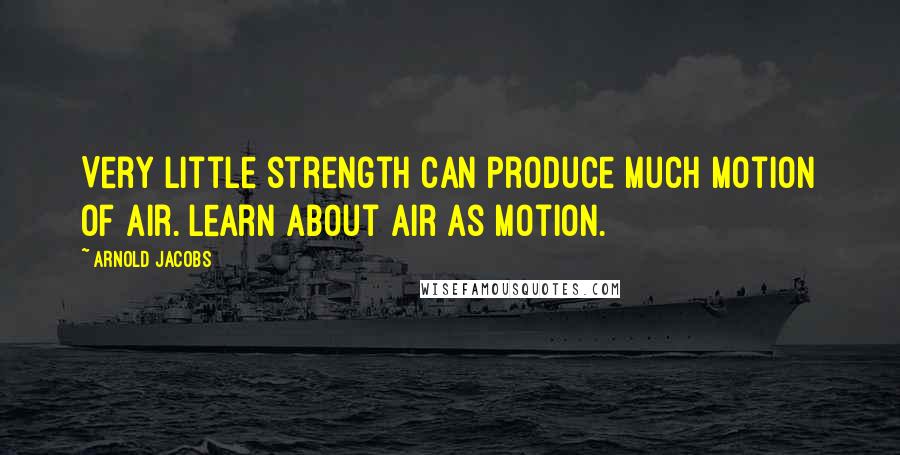 Arnold Jacobs Quotes: Very little strength can produce much motion of air. Learn about air as motion.