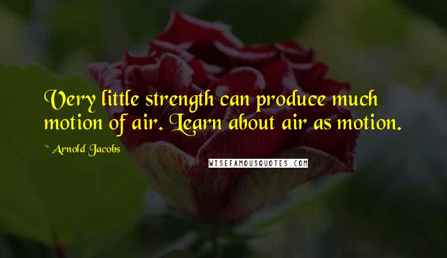Arnold Jacobs Quotes: Very little strength can produce much motion of air. Learn about air as motion.