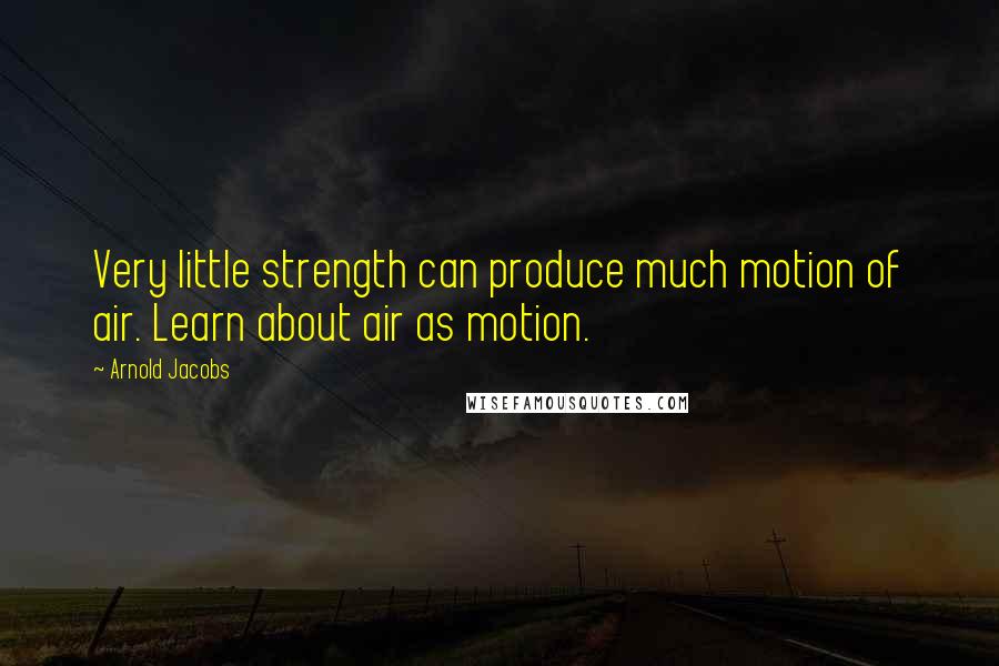 Arnold Jacobs Quotes: Very little strength can produce much motion of air. Learn about air as motion.