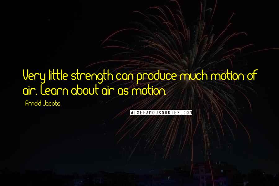 Arnold Jacobs Quotes: Very little strength can produce much motion of air. Learn about air as motion.