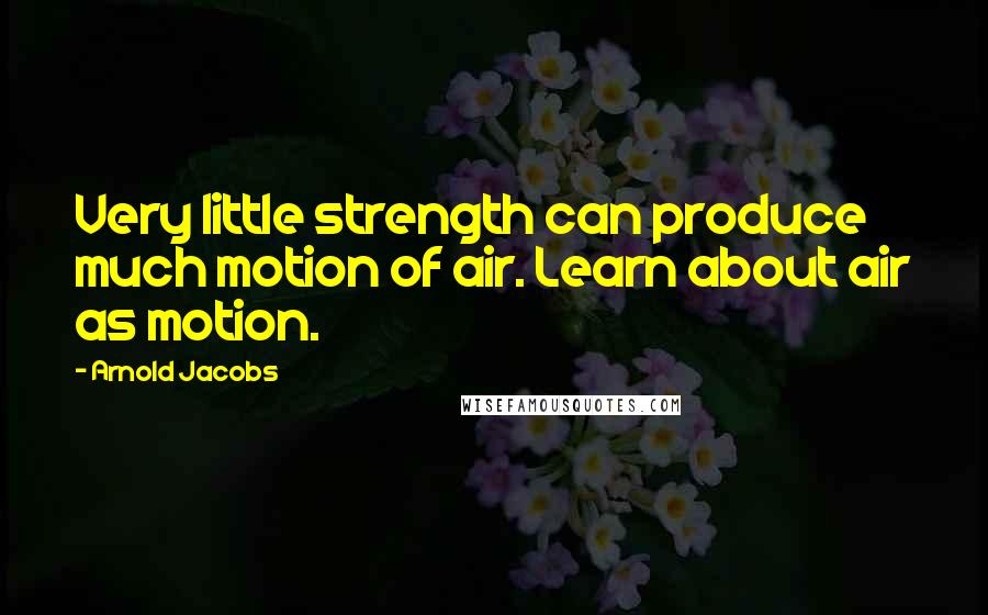 Arnold Jacobs Quotes: Very little strength can produce much motion of air. Learn about air as motion.