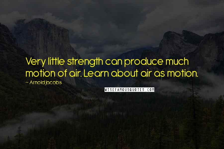 Arnold Jacobs Quotes: Very little strength can produce much motion of air. Learn about air as motion.