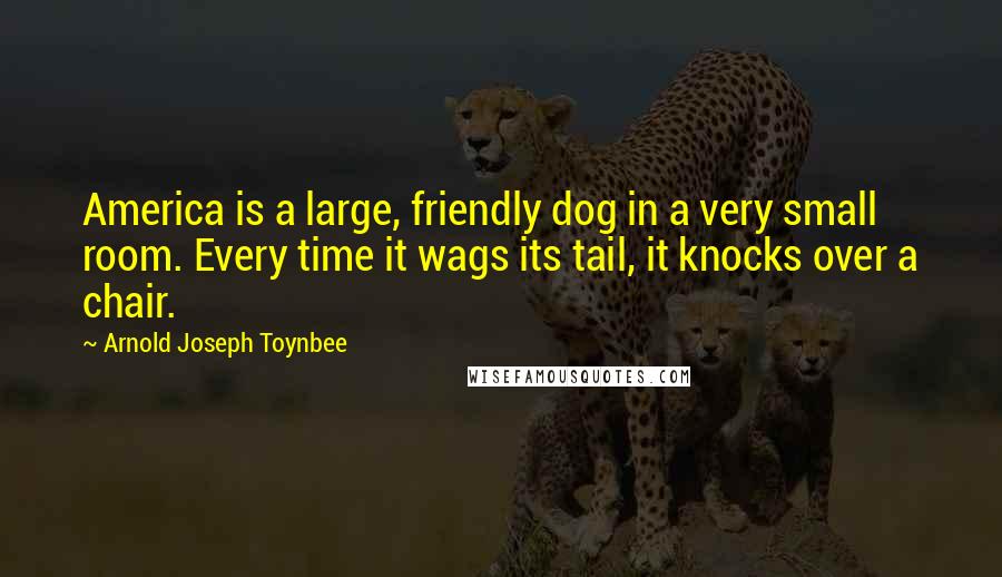 Arnold Joseph Toynbee Quotes: America is a large, friendly dog in a very small room. Every time it wags its tail, it knocks over a chair.