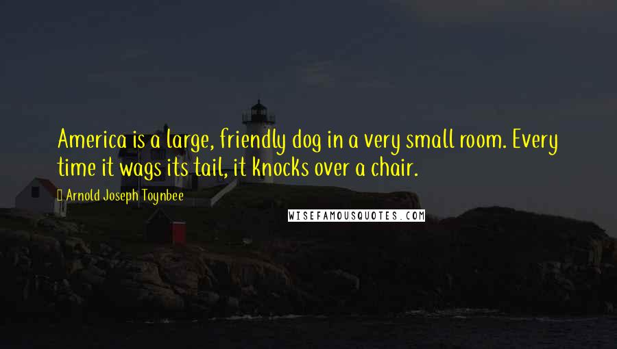 Arnold Joseph Toynbee Quotes: America is a large, friendly dog in a very small room. Every time it wags its tail, it knocks over a chair.