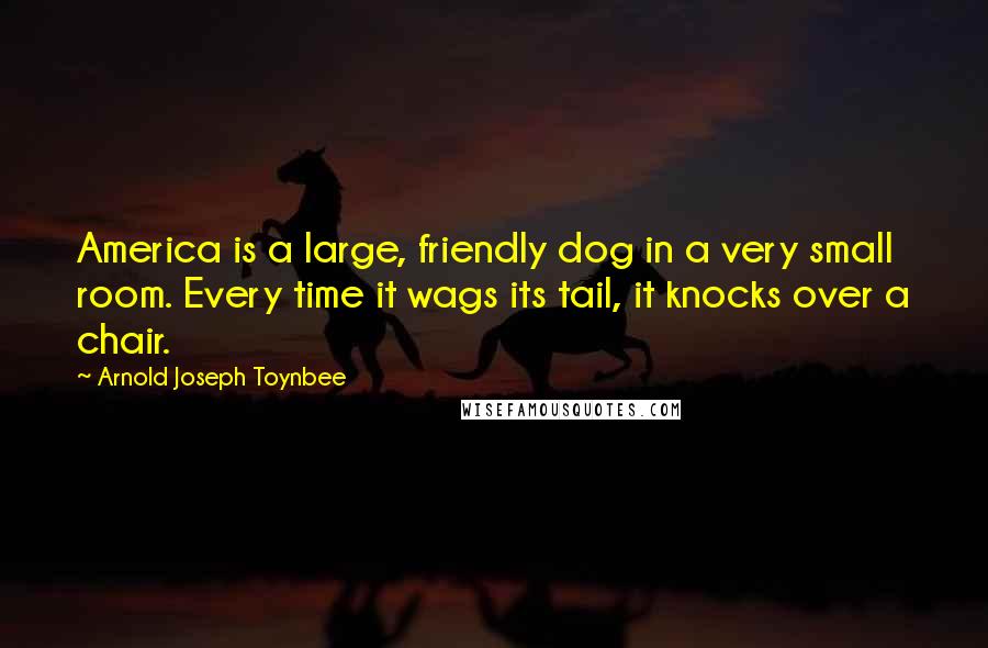 Arnold Joseph Toynbee Quotes: America is a large, friendly dog in a very small room. Every time it wags its tail, it knocks over a chair.