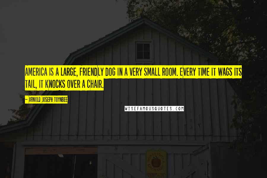 Arnold Joseph Toynbee Quotes: America is a large, friendly dog in a very small room. Every time it wags its tail, it knocks over a chair.