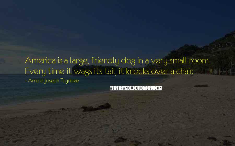 Arnold Joseph Toynbee Quotes: America is a large, friendly dog in a very small room. Every time it wags its tail, it knocks over a chair.