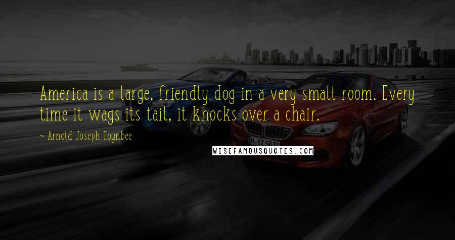 Arnold Joseph Toynbee Quotes: America is a large, friendly dog in a very small room. Every time it wags its tail, it knocks over a chair.