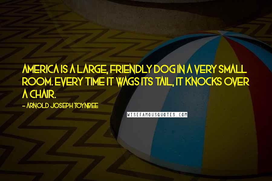 Arnold Joseph Toynbee Quotes: America is a large, friendly dog in a very small room. Every time it wags its tail, it knocks over a chair.