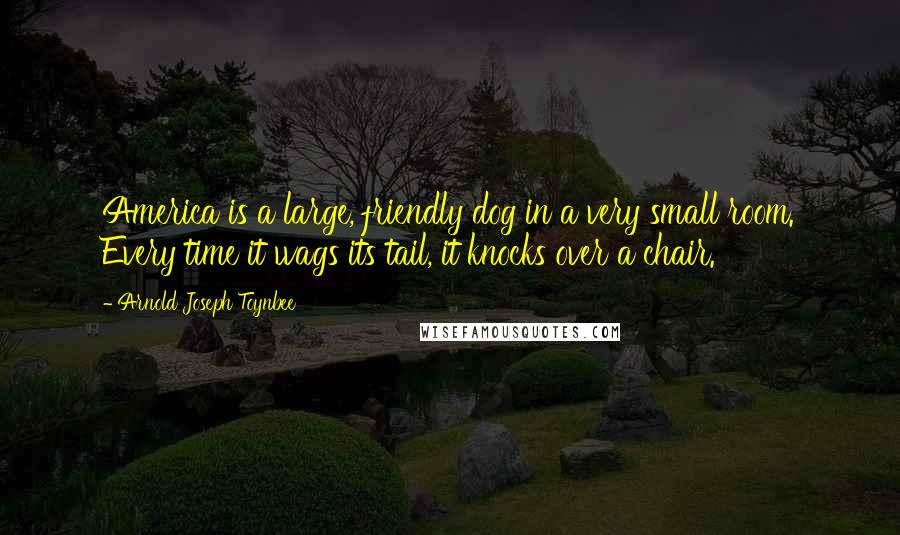 Arnold Joseph Toynbee Quotes: America is a large, friendly dog in a very small room. Every time it wags its tail, it knocks over a chair.