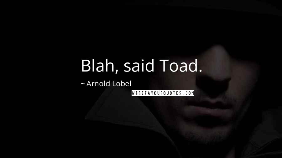 Arnold Lobel Quotes: Blah, said Toad.