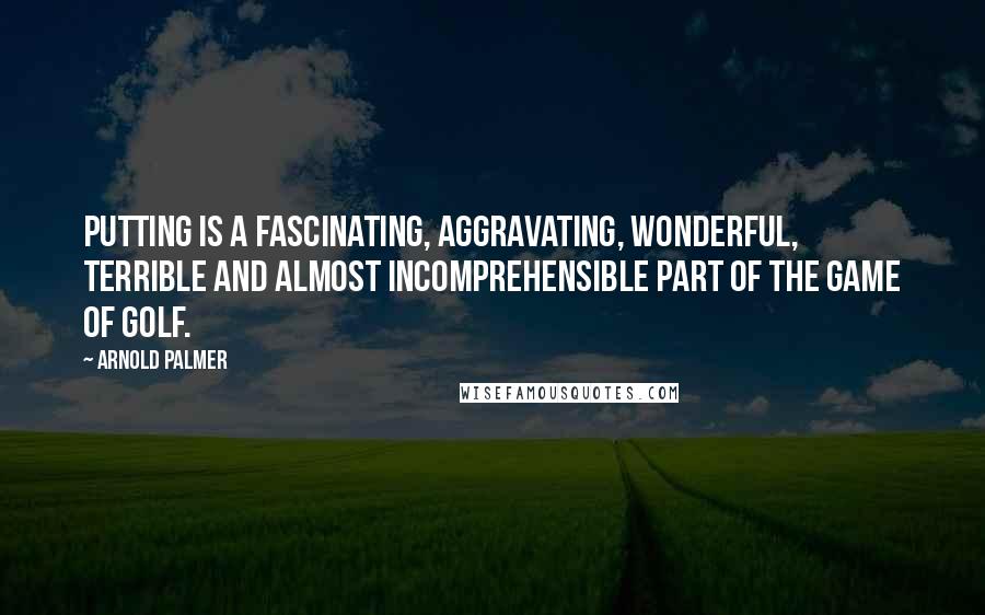 Arnold Palmer Quotes: Putting is a fascinating, aggravating, wonderful, terrible and almost incomprehensible part of the game of golf.