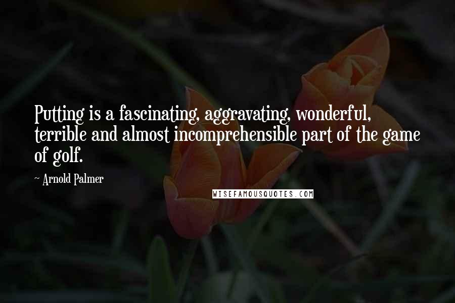 Arnold Palmer Quotes: Putting is a fascinating, aggravating, wonderful, terrible and almost incomprehensible part of the game of golf.