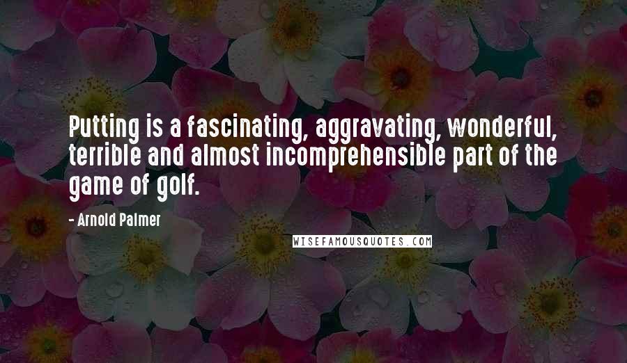 Arnold Palmer Quotes: Putting is a fascinating, aggravating, wonderful, terrible and almost incomprehensible part of the game of golf.