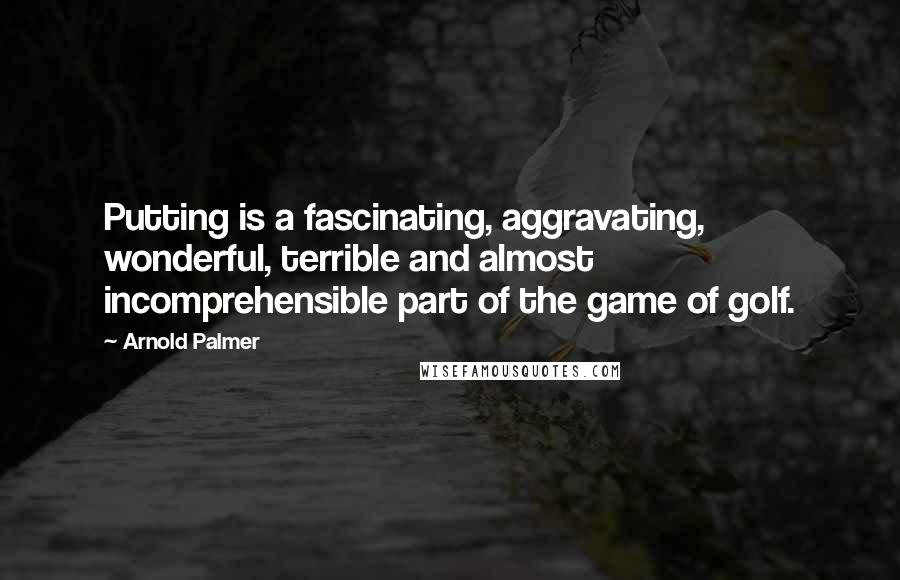 Arnold Palmer Quotes: Putting is a fascinating, aggravating, wonderful, terrible and almost incomprehensible part of the game of golf.