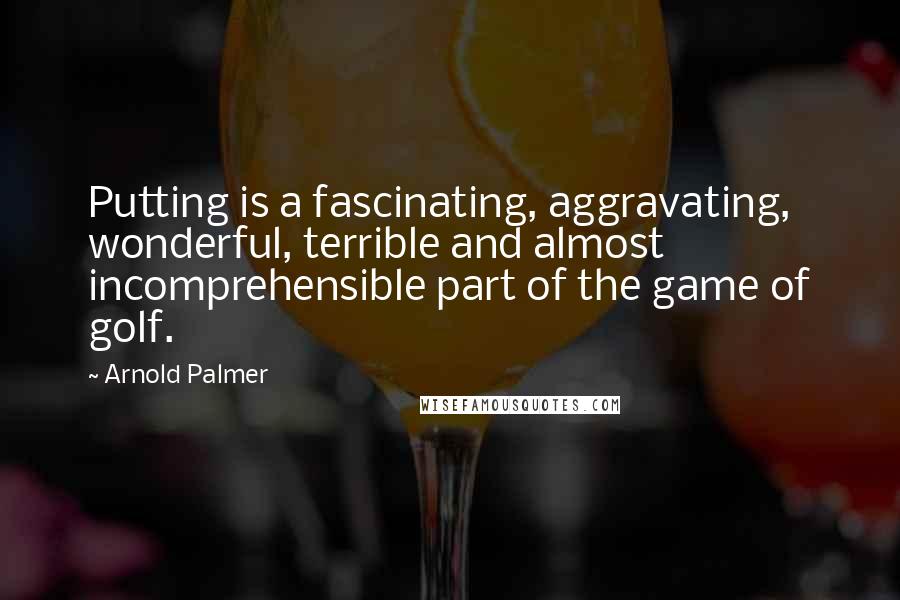 Arnold Palmer Quotes: Putting is a fascinating, aggravating, wonderful, terrible and almost incomprehensible part of the game of golf.