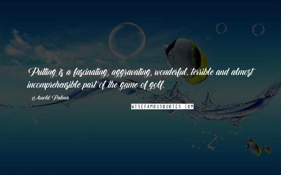 Arnold Palmer Quotes: Putting is a fascinating, aggravating, wonderful, terrible and almost incomprehensible part of the game of golf.